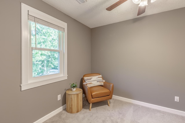 4907 Mccallie Ave, Apison, TN 37302 - sitting room featuring carpet, ceiling fan, and a textured ceiling