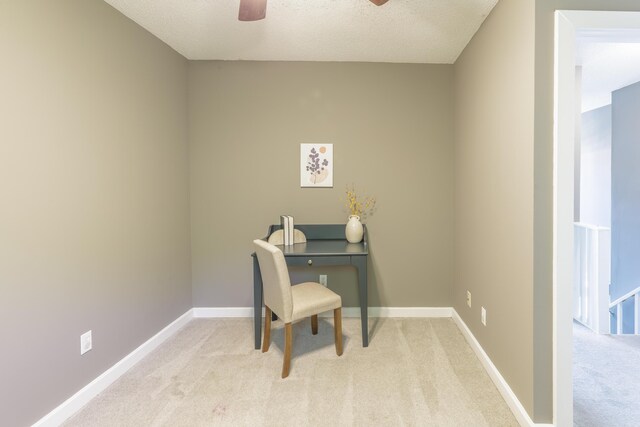 4907 Mccallie Ave, Apison, TN 37302 - office space with a ceiling fan, light colored carpet, and a textured ceiling