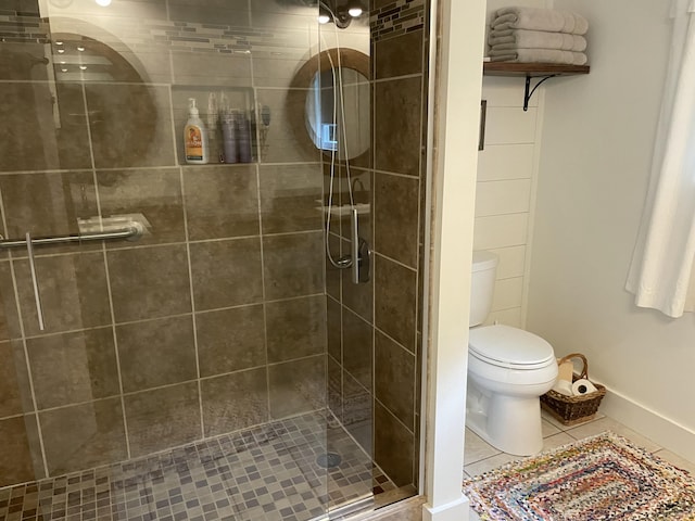 610 Hickory Ridge Trl, Ringgold, GA 30736 - full bathroom with tile patterned flooring, a shower stall, toilet, and baseboards