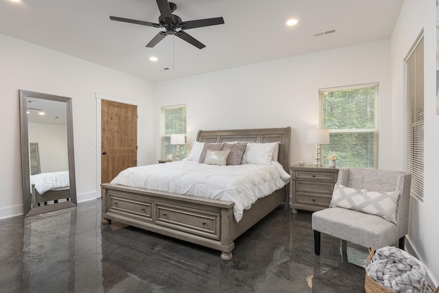 8331 Troubadour Way, Ooltewah, TN 37363 - bedroom featuring recessed lighting, baseboards, a ceiling fan, and concrete floors