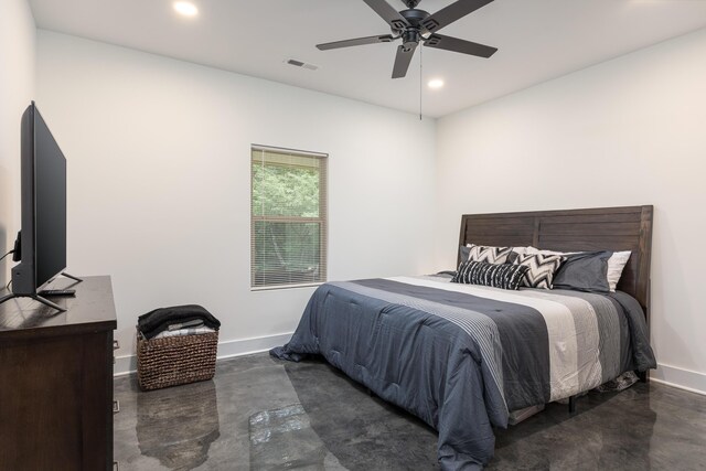 8331 Troubadour Way, Ooltewah, TN 37363 - bedroom featuring recessed lighting, baseboards, finished concrete floors, and a ceiling fan