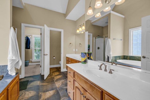 57 Clear Springs Dr, Ringgold, GA 30736 - bathroom with vanity, healthy amount of natural light, a shower stall, and toilet