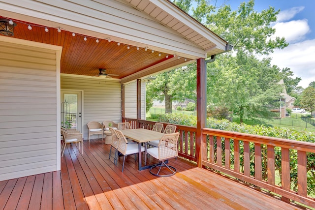 3429 Willow Lake Cir, Chattanooga, TN 37419 - wooden terrace featuring a ceiling fan and outdoor dining space