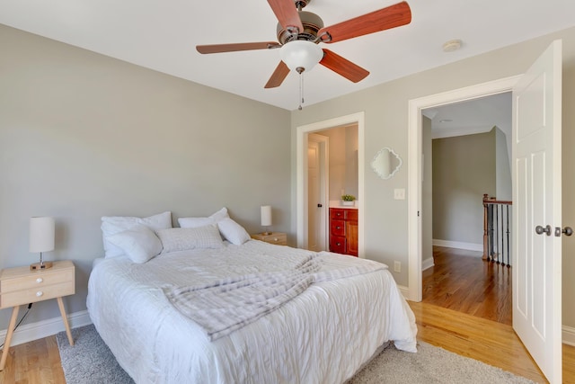 3429 Willow Lake Cir, Chattanooga, TN 37419 - bedroom featuring light wood-style floors, baseboards, and a ceiling fan