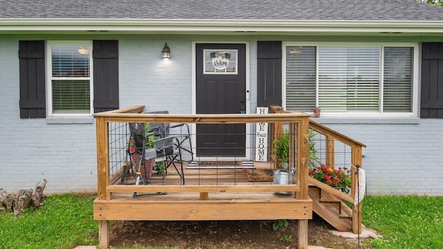 142 Jones Dr, Dunlap, TN 37327 - doorway to property with brick siding and roof with shingles