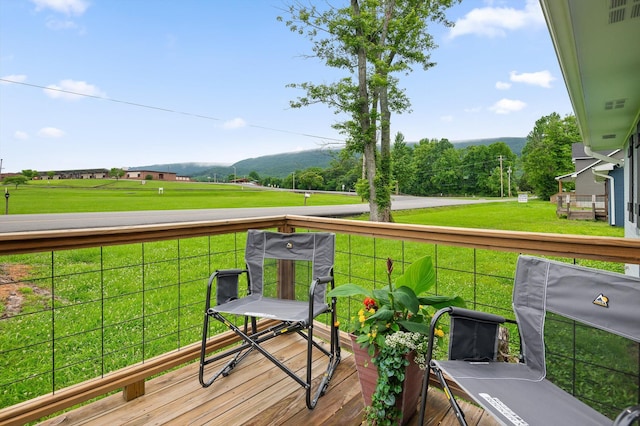 142 Jones Dr, Dunlap, TN 37327 - wooden terrace featuring a yard and a mountain view