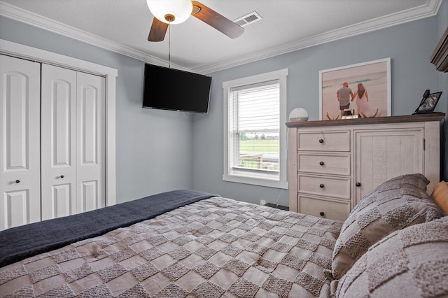142 Jones Dr, Dunlap, TN 37327 - bedroom with ornamental molding, a closet, and ceiling fan