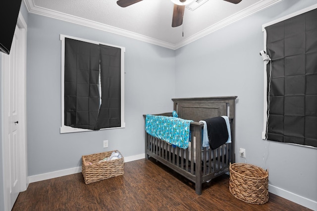 142 Jones Dr, Dunlap, TN 37327 - bedroom with wood finished floors, baseboards, ornamental molding, and a ceiling fan