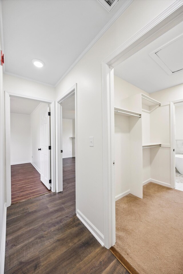 2138 Vaden Village Dr, Chattanooga, TN 37421 - hall with ornamental molding and dark wood-type flooring