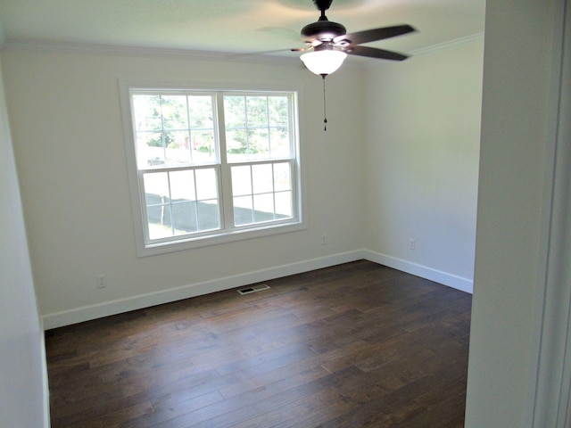 135 Joseph Daniel Ln, Jasper, TN 37347 - empty room featuring crown molding, a ceiling fan, and dark wood-style flooring