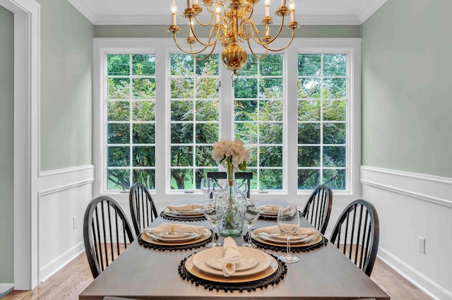 4155 Freewill Rd NW, Cleveland, TN 37312 - dining space featuring a chandelier, healthy amount of natural light, wood finished floors, and crown molding