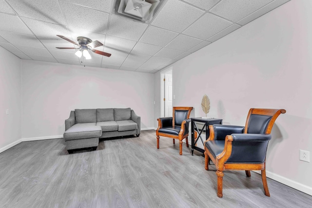 4155 Freewill Rd NW, Cleveland, TN 37312 - sitting room featuring a paneled ceiling, a ceiling fan, wood finished floors, and baseboards