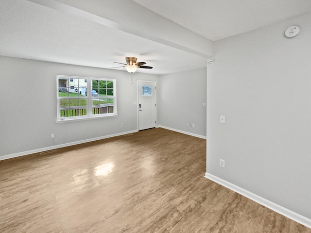 6562 Esquire Ln, Hixson, TN 37343 - empty room with ceiling fan, wood finished floors, baseboards, and a smoke detector