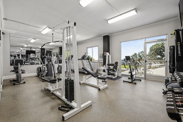 1131 Stringers Ridge Rd Unit 12E, Chattanooga, TN 37405 - gym with crown molding and a textured ceiling