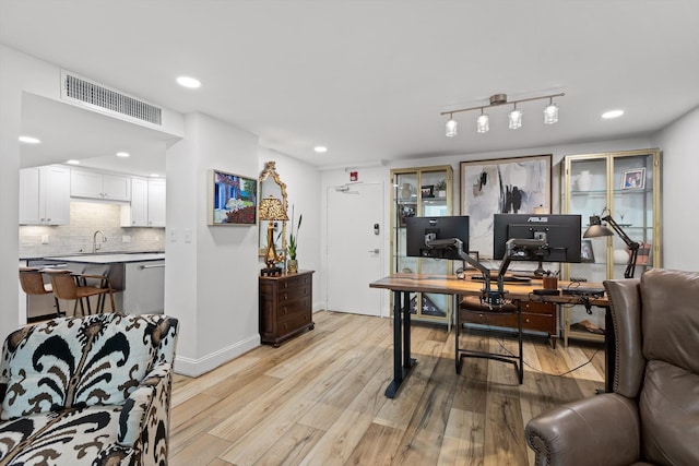 1131 Stringers Ridge Rd Unit 12B, Chattanooga, TN 37405 - office space featuring a sink, light wood-style flooring, recessed lighting, and baseboards