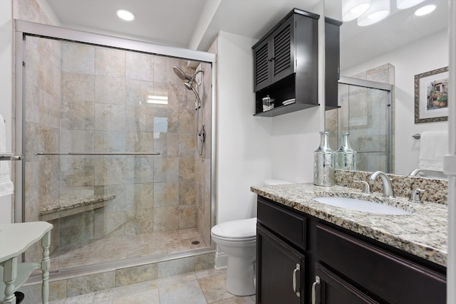 1131 Stringers Ridge Rd Unit 12B, Chattanooga, TN 37405 - bathroom featuring toilet, vanity, a shower stall, and recessed lighting