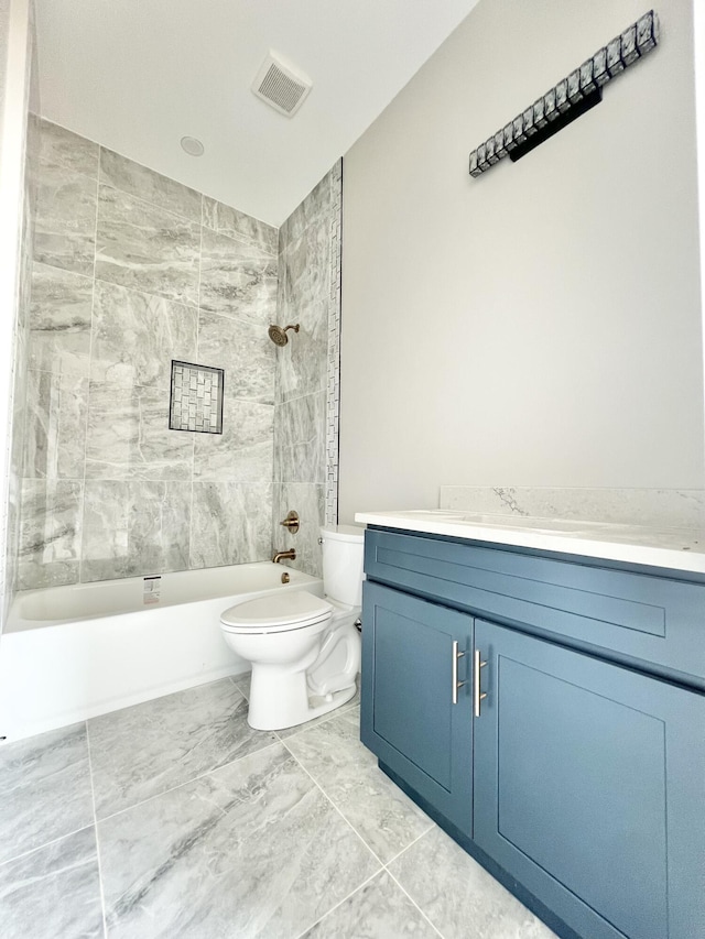 146 Idle Place Cir Lot 83, Rossville, GA 30741 - full bathroom featuring vanity, toilet, shower / washtub combination, and marble look tile flooring
