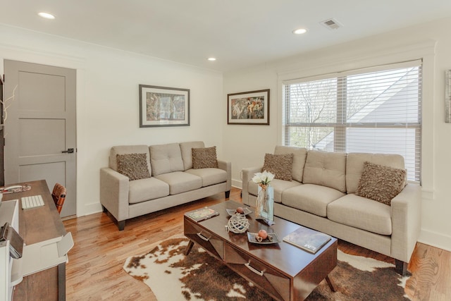8870 Silver Maple Dr, Ooltewah, TN 37363 - living area with light wood-style flooring, baseboards, and recessed lighting