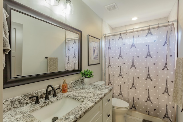 8870 Silver Maple Dr, Ooltewah, TN 37363 - bathroom with toilet, vanity, and curtained shower