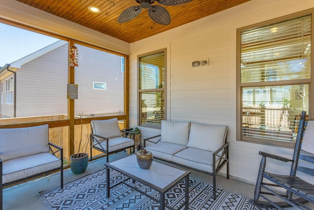 8870 Silver Maple Dr, Ooltewah, TN 37363 - sunroom with ceiling fan and outdoor lounge area