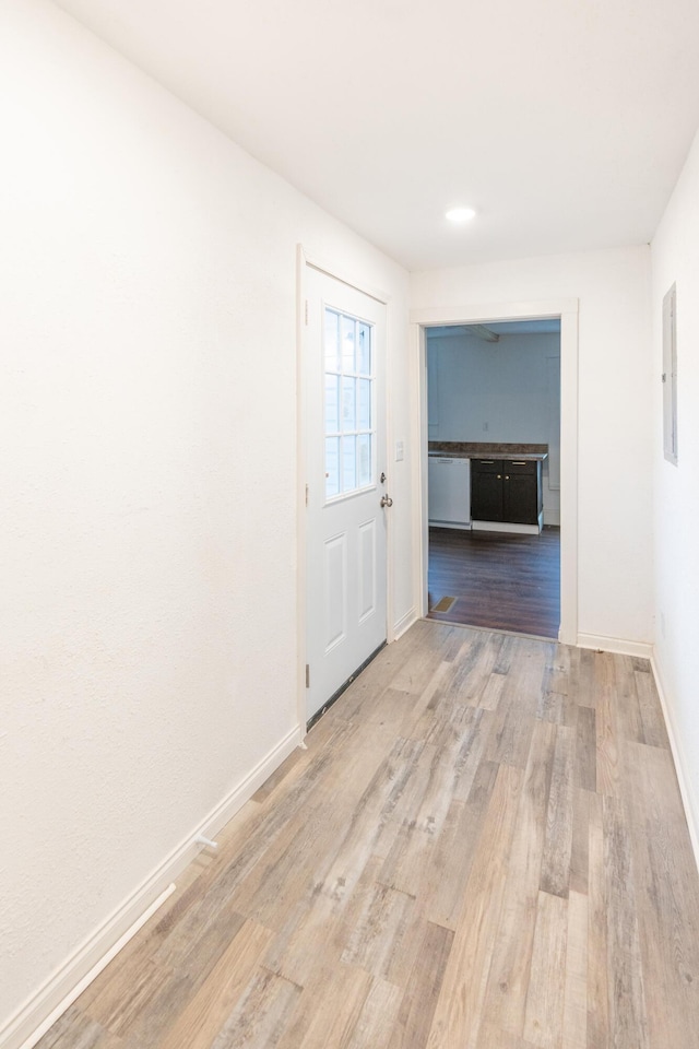 1231 Gadd Rd, Hixson, TN 37343 - corridor with light wood-type flooring, electric panel, and baseboards