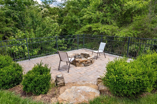1676 Westover Ln, Chattanooga, TN 37405 - view of patio with a fire pit