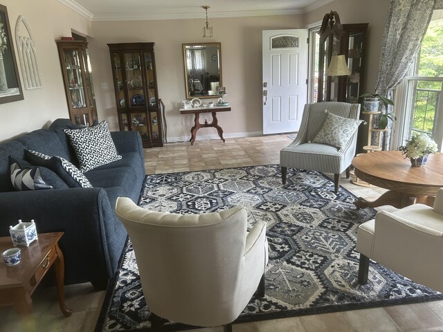 4022 Belvoir Pines Dr, Chattanooga, TN 37412 - living area featuring ornamental molding, stone finish floors, and baseboards
