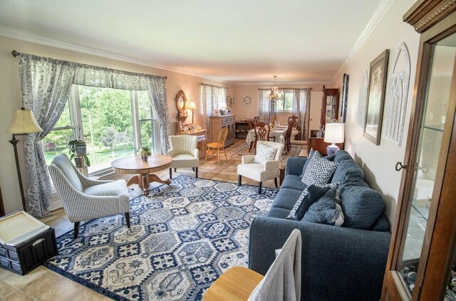 4022 Belvoir Pines Dr, Chattanooga, TN 37412 - living room featuring ornamental molding and a chandelier