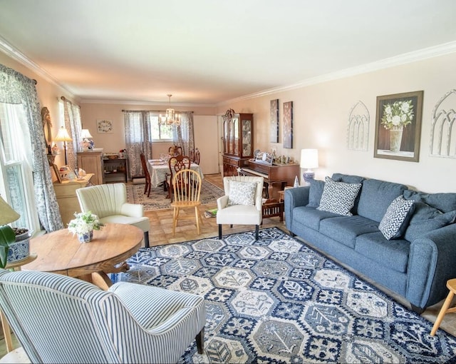 4022 Belvoir Pines Dr, Chattanooga, TN 37412 - living area with a chandelier and crown molding
