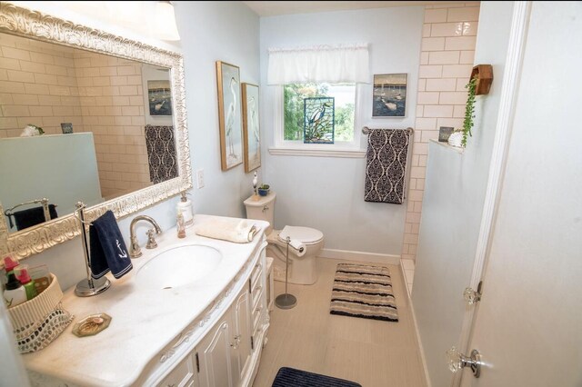 4022 Belvoir Pines Dr, Chattanooga, TN 37412 - bathroom with vanity, walk in shower, toilet, and baseboards