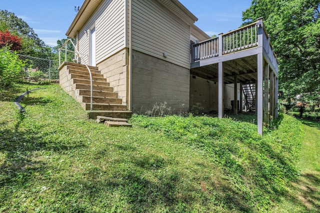 1427 Elm St, Chattanooga, TN 37415 - back of property with stairway and a wooden deck