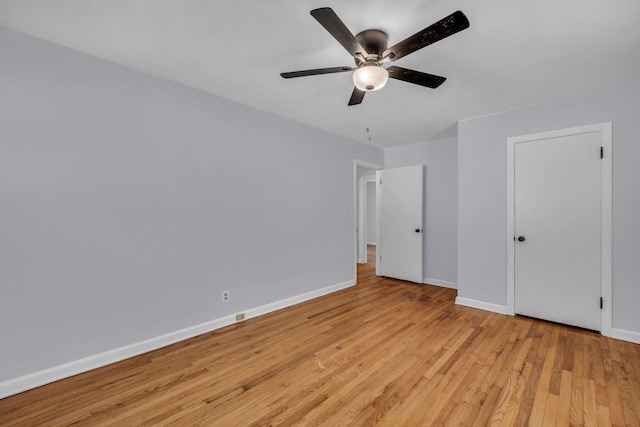 1427 Elm St, Chattanooga, TN 37415 - unfurnished bedroom featuring baseboards, light wood-style flooring, and ceiling fan