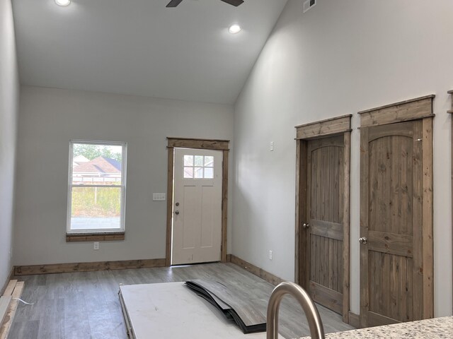 35 Avery Ln Unit 3, Ringgold, GA 30736 - entryway featuring wood finished floors, a ceiling fan, baseboards, recessed lighting, and vaulted ceiling