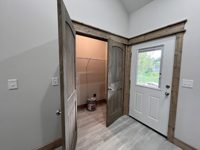 35 Avery Ln Unit 3, Ringgold, GA 30736 - doorway to outside featuring light wood finished floors, vaulted ceiling, and baseboards