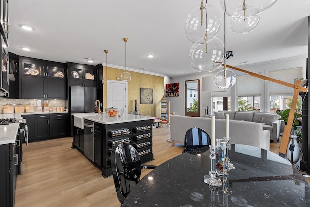 1531 Bowtie Rd, Chattanooga, TN 37421 - dining area with light wood-type flooring, recessed lighting, and crown molding