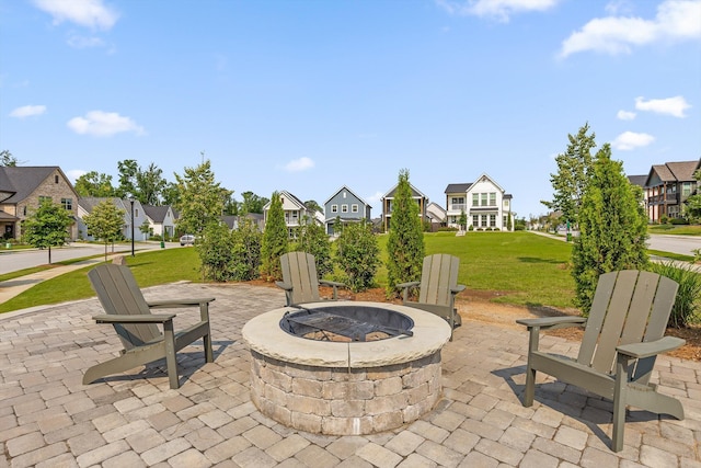 1531 Bowtie Rd, Chattanooga, TN 37421 - view of patio / terrace featuring an outdoor fire pit and a residential view