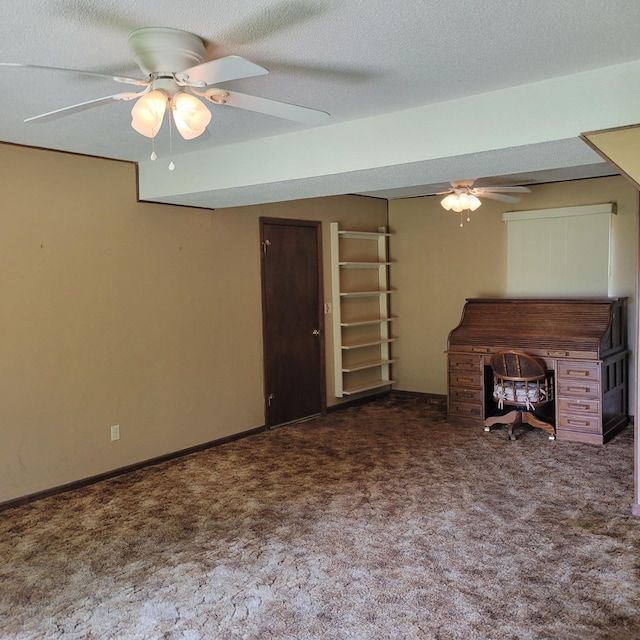 1030 Ambrose Ln, Hixson, TN 37343 - unfurnished living room featuring a ceiling fan, carpet floors, and a textured ceiling