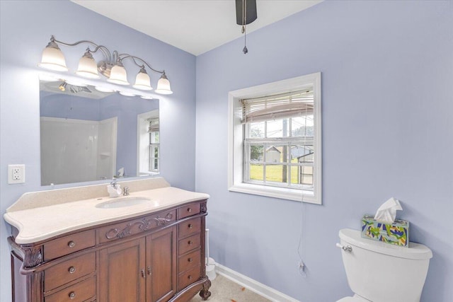 536 Sequatchie Ln, Sequatchie, TN 37374 - full bath featuring toilet, vanity, baseboards, and a shower