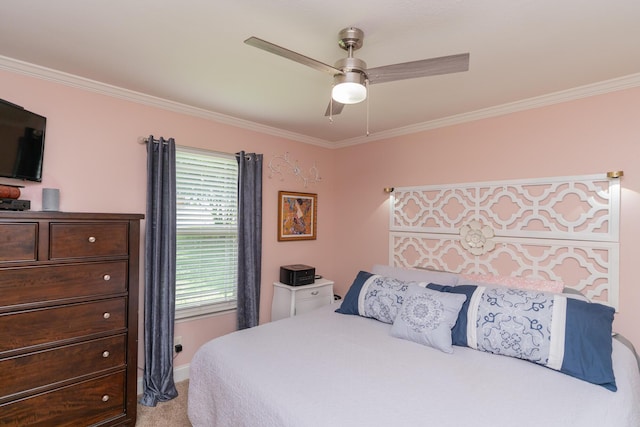 3613 Altamira Dr, Chattanooga, TN 37412 - bedroom with crown molding, light carpet, and ceiling fan