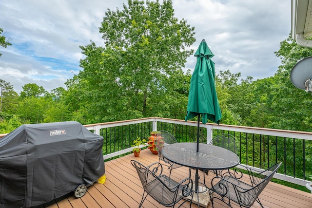 9548 Shadow Crossing Ln, Chattanooga, TN 37421 - wooden terrace featuring grilling area and outdoor dining area