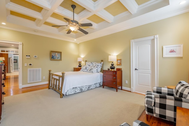 9548 Shadow Crossing Ln, Chattanooga, TN 37421 - bedroom with ornamental molding, beam ceiling, coffered ceiling, baseboards, and recessed lighting