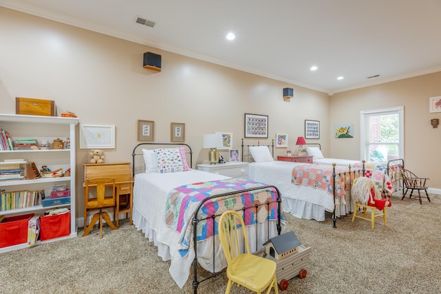 9548 Shadow Crossing Ln, Chattanooga, TN 37421 - bedroom featuring carpet floors, crown molding, recessed lighting, and baseboards