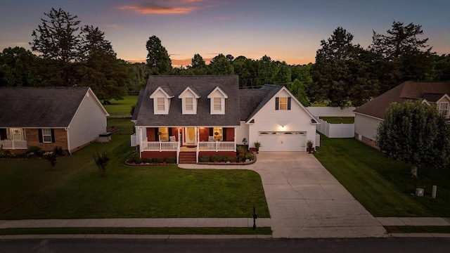 102 Water Mill Trce, Ringgold, GA 30736 - cape cod house featuring covered porch, concrete driveway, and a garage
