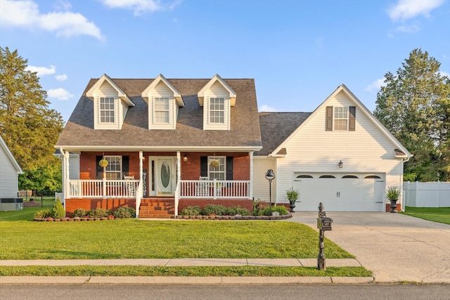 102 Water Mill Trce, Ringgold, GA 30736 - cape cod home with driveway, brick siding, covered porch, a shingled roof, and a garage
