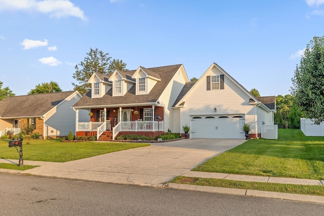 102 Water Mill Trce, Ringgold, GA 30736 - new england style home featuring a porch, driveway, a front lawn, and an attached garage