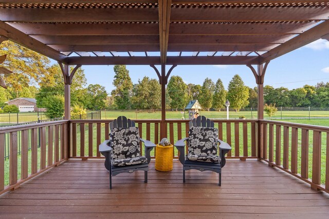 102 Water Mill Trce, Ringgold, GA 30736 - wooden terrace with view of wooded area and a fenced backyard