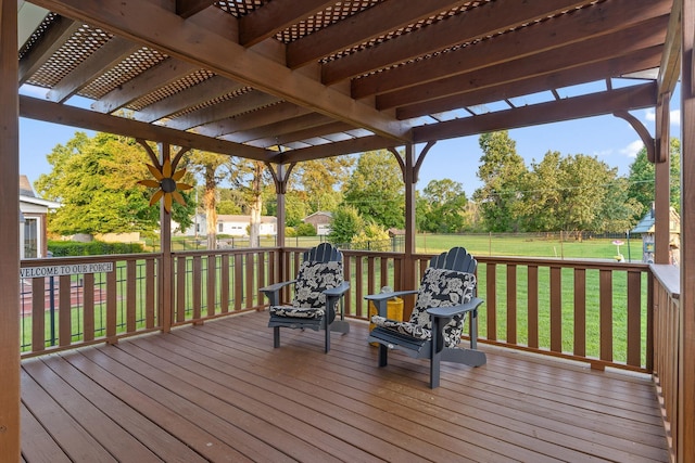102 Water Mill Trce, Ringgold, GA 30736 - deck featuring a pergola, a fenced backyard, and view of scattered trees