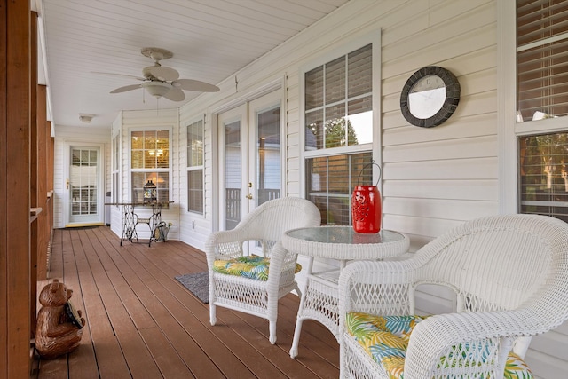 102 Water Mill Trce, Ringgold, GA 30736 - wooden porch with a ceiling fan and french doors