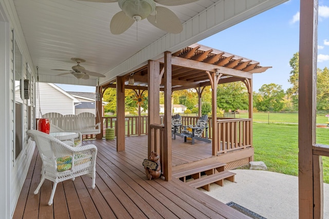 102 Water Mill Trce, Ringgold, GA 30736 - deck featuring a ceiling fan and a yard