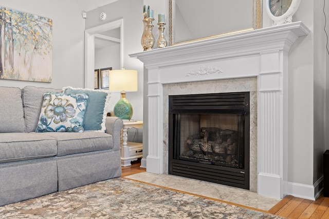 102 Water Mill Trce, Ringgold, GA 30736 - living room featuring wood finished floors and a fireplace with flush hearth